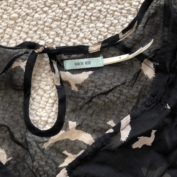 Kimchi Blue b&w bird print 100% silk dress. - Picture 3 of 3